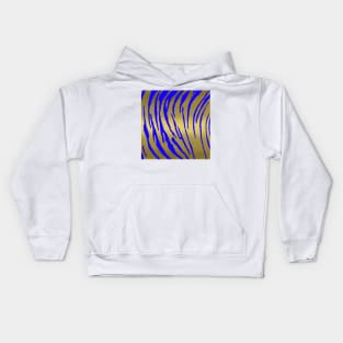 Gold Tiger Stripes Blue Kids Hoodie